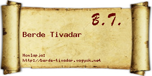 Berde Tivadar névjegykártya